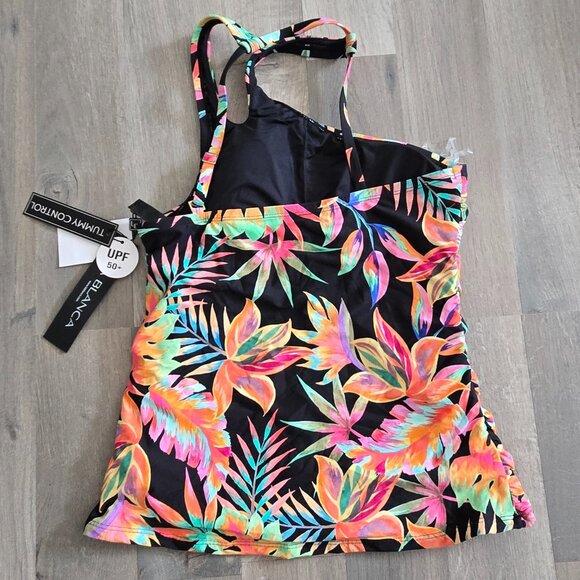 NWT Tropical One Shoulder Tummy Control Bathing Suit Top – Size US 8 - Picture 3 of 5